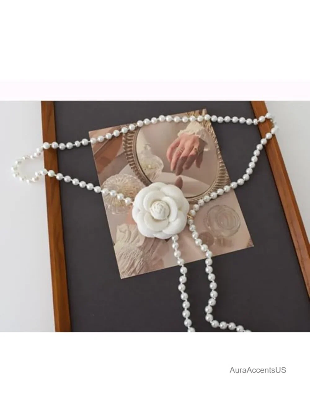Vintage Camellia Pearl Waist Chain Adjustable Flower Belt for Wedding Bridal